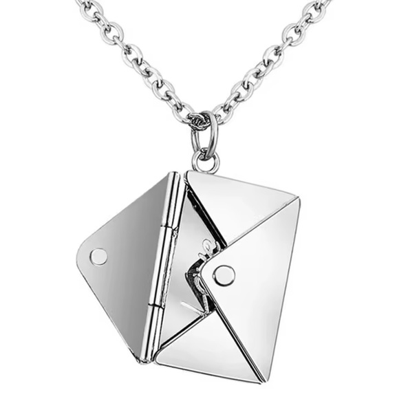 NEW Love Letter Pendant Rose Gold Stainless Steel Love Letter Envelope Necklace - Picture 3 of 6